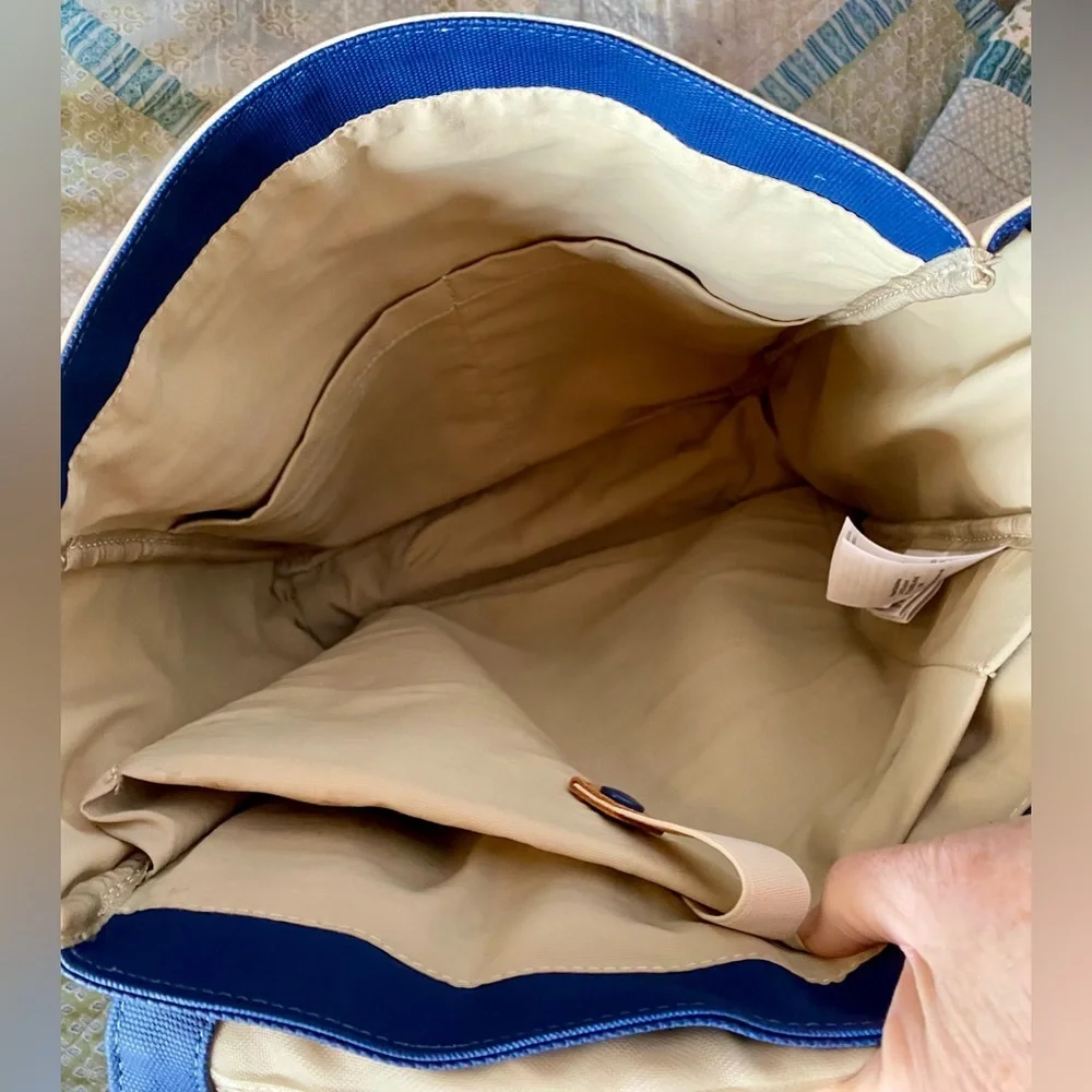 💥Petunia Pickle Bottom Pathway Pack Natural Canvas Navy Diaper Bag💥